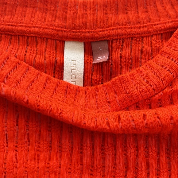 Poppy red crew neck ribbed sweater - Picture 3 of 4